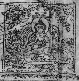 Buddha als Verkünder der Kālacakra-Lehren, der Lehren vom Rad der Zeit