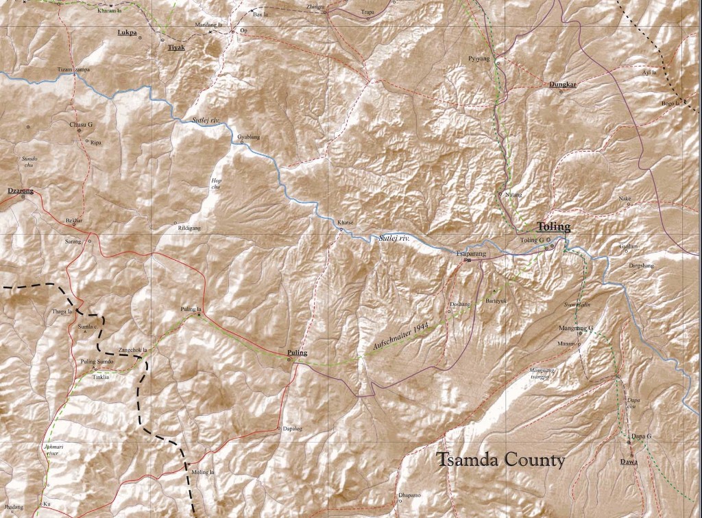 Abbildung 2: Lage des Distrikts Tsada (Tsamda) und seines Hauptortes, hier mit der alten Bezeichnung Toling erfasst
