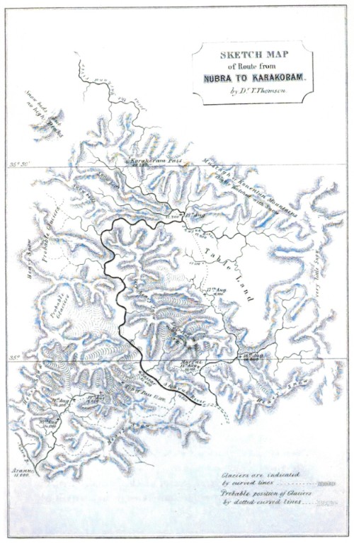 Abbildung 32: Karte des Reiseweges von Thomson zum Karakorum-Pass